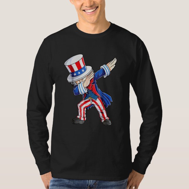 Camiseta Dabbing Uncle Sam 4 De Julio Chica De Niños (Anverso)