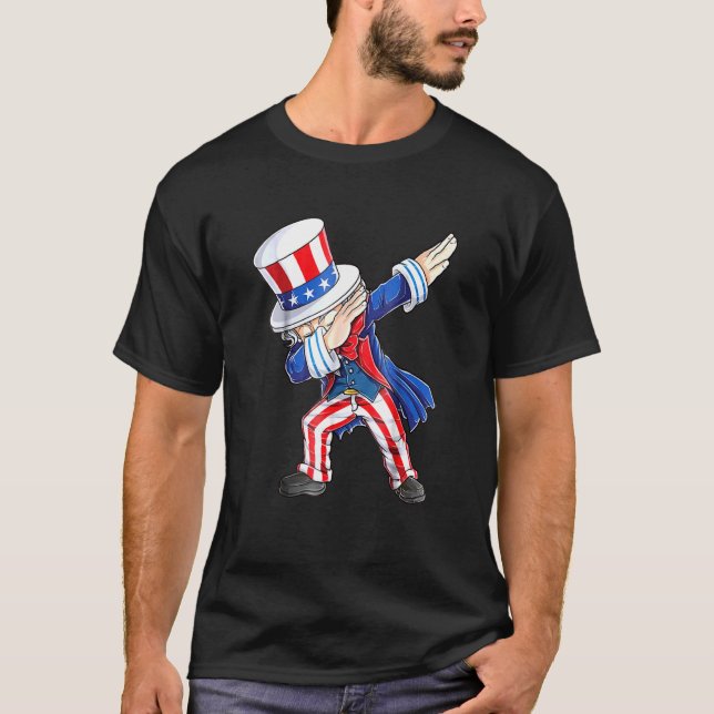 Camiseta Dabbing Uncle Sam 4 De Julio Chica De Niños (Anverso)