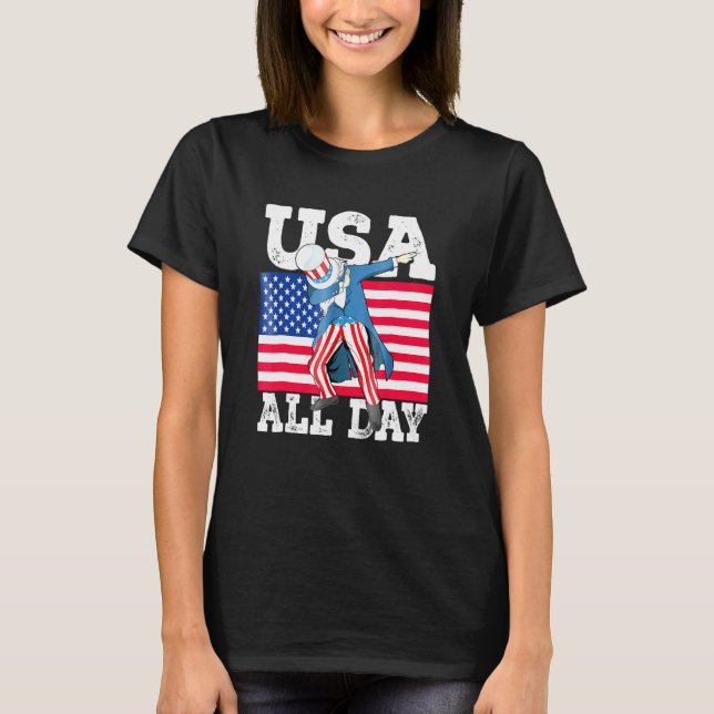 Camiseta Dabbing Uncle Sam 4 De Julio Ee.Uu. Todo El Día Li (Anverso)