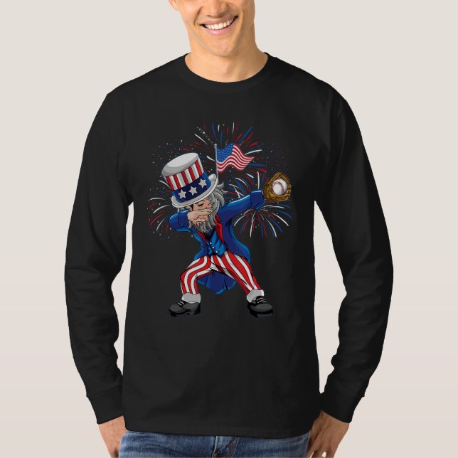Camiseta Dabbing Uncle Sam Baseball Ball Indepedence Day Bo (Anverso)