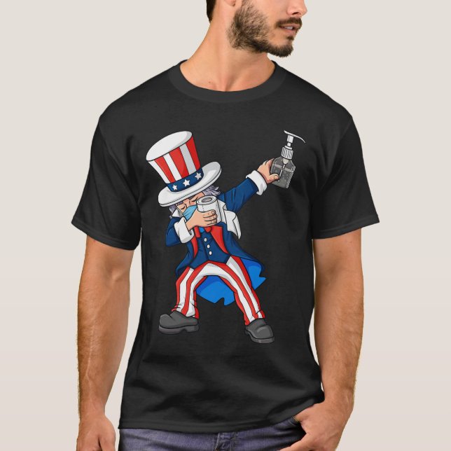 Camiseta Dabbing Uncle Sam En Una Máscara 4 De Julio Dab Fu (Anverso)