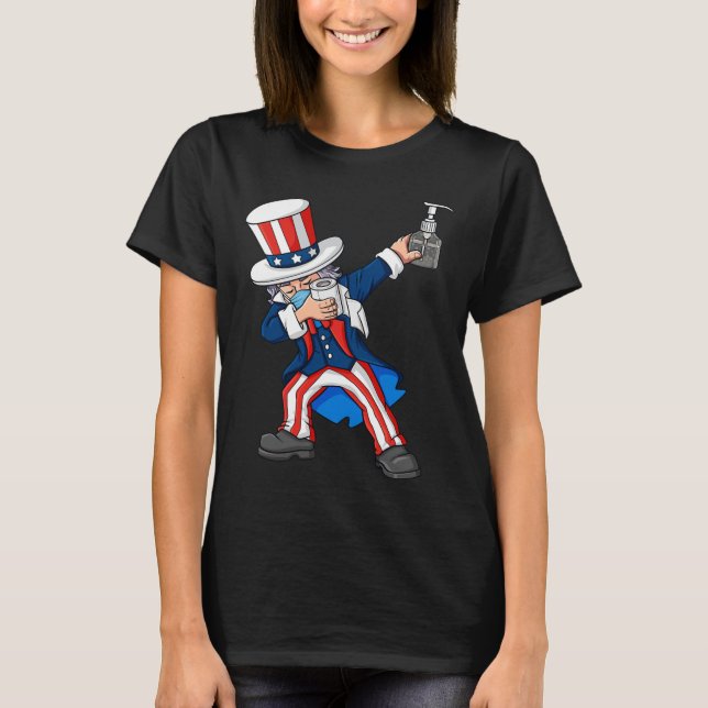 Camiseta Dabbing Uncle Sam En Una Máscara 4 De Julio Dab Fu (Anverso)