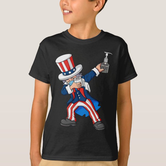 Camiseta Dabbing Uncle Sam En Una Máscara 4 De Julio Dab Fu (Anverso)