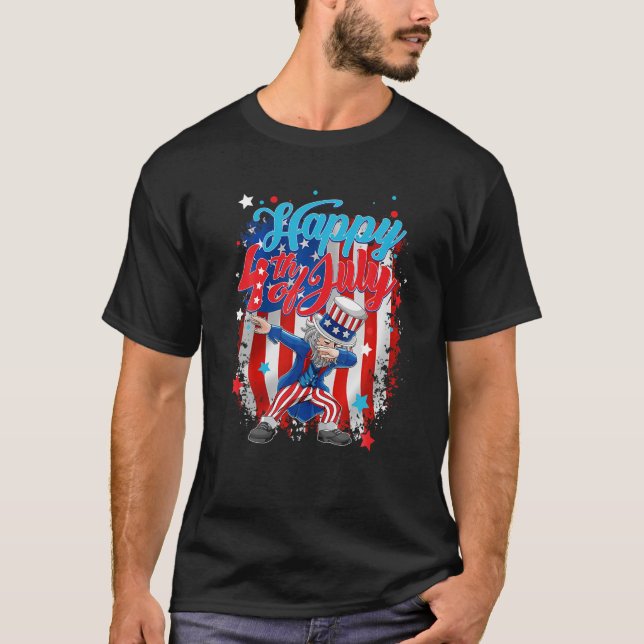 Camiseta Dabbing Uncle Sam - Feliz 4 De Julio (Anverso)