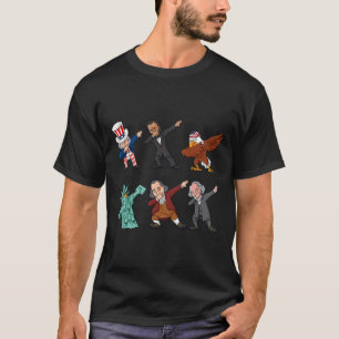 Camiseta Dabbing Uncle Sam Y Amigos 4 De Julio Boys Gir
