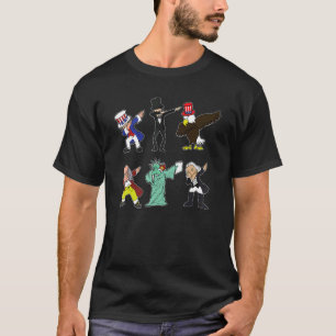 Camiseta Dabbing Uncle Sam Y Amigos 4 De Julio Boys Gir