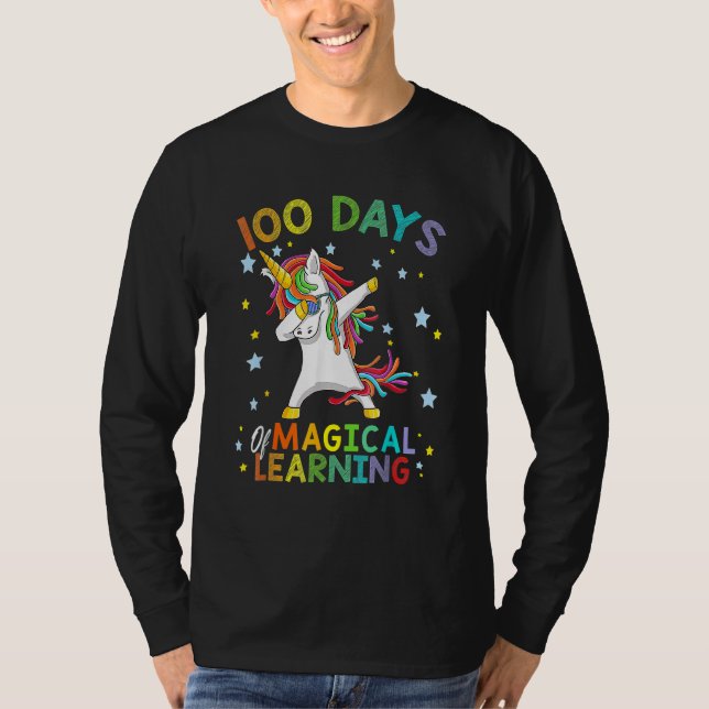 Camiseta Dabbing Unicorn 100 Days Of Magical Learning 100th (Anverso)