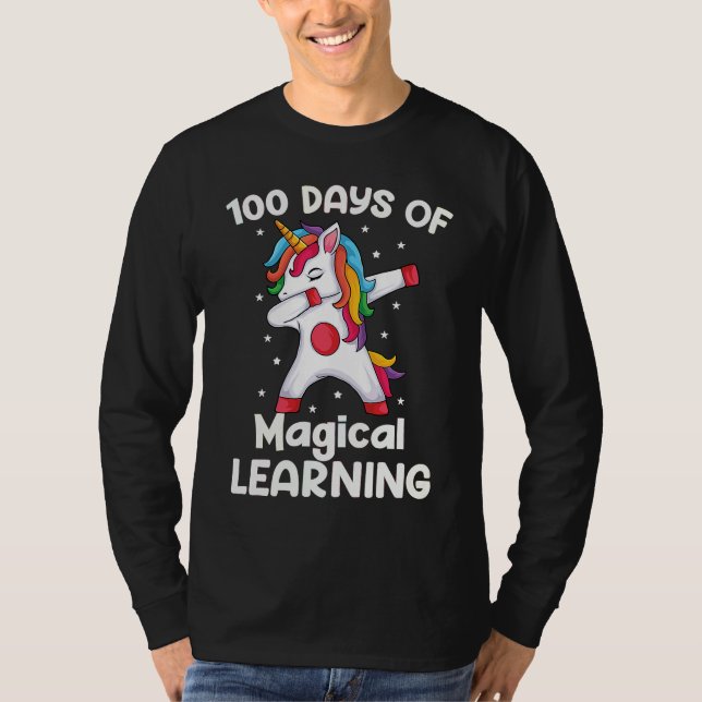 Camiseta Dabbing Unicorn 100 Days of Magical Learning  Girl (Anverso)