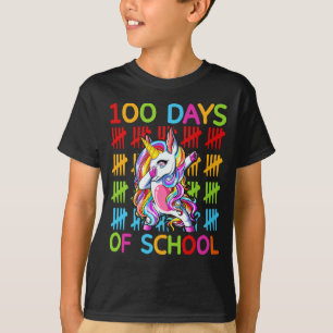 Camiseta Dabbing Unicorn 100 días de escuela de vuelta a la
