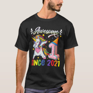 Camiseta Dabbing Unicorn 1er Cumpleaños Increíble 2021 1 Añ
