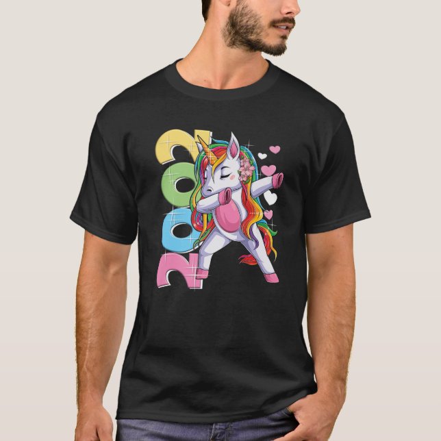 Camiseta Dabbing Unicorn 20.ª Chica De Cumpleaños 20 Años 2 (Anverso)