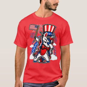 Camiseta Dabbing Unicorn 4th Of July Toddler Boys Girls