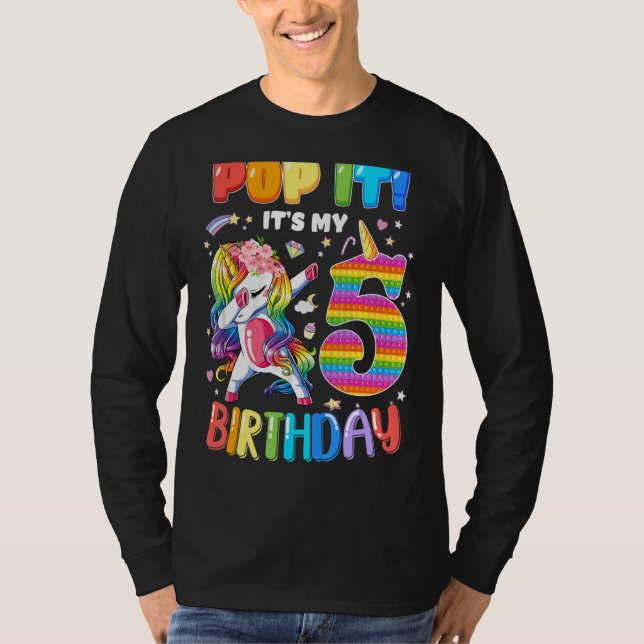Camiseta Dabbing Unicorn 5 años de edad 5º cumpleaños Pop I (Anverso)