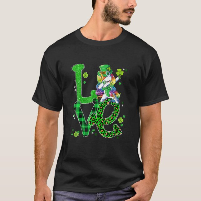 Camiseta Dabbing Unicorn AMA Shamrock Funny St Patrick's D (Anverso)