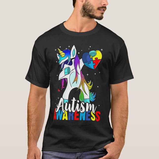 Camiseta Dabbing Unicorn Autism Awareness Kids Girls Boys B (Anverso)