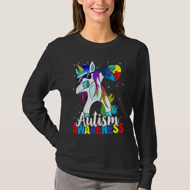 Camiseta Dabbing Unicorn Autism Awareness Kids Girls Boys B (Anverso)