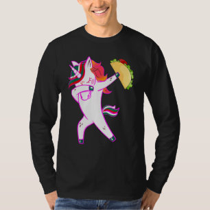Camiseta Dabbing Unicorn Cinco De Mayo Hombres Mujeres Taco