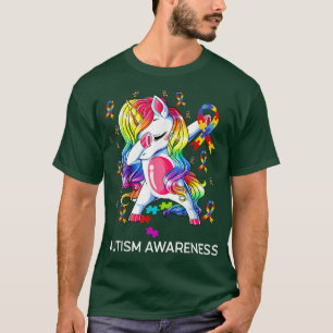 Camiseta Dabbing Unicorn Cinta de rompecabezas de autismo n