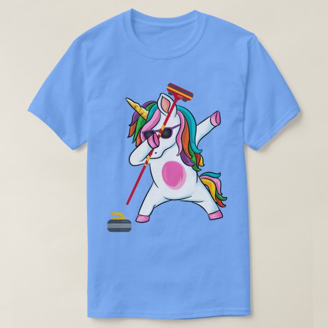 Camiseta Dabbing Unicorn Curling Sports Funny Curler (Diseño del anverso)
