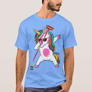 Camiseta Dabbing Unicorn Curling Sports Funny Curler