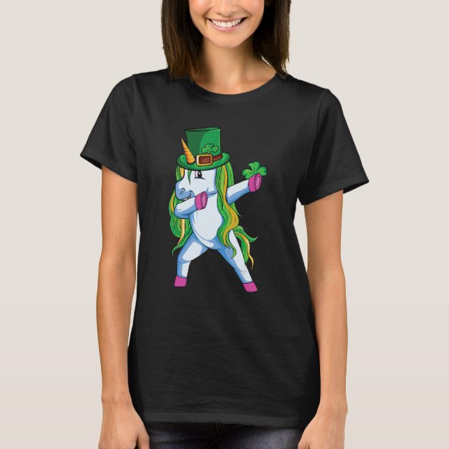 Camiseta Dabbing Unicorn Dab Dancing Día de San Patrick (Anverso)