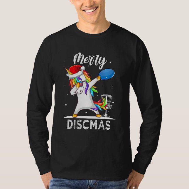 Camiseta Dabbing Unicorn Dab Xmas Disk Golf Player Christma (Anverso)
