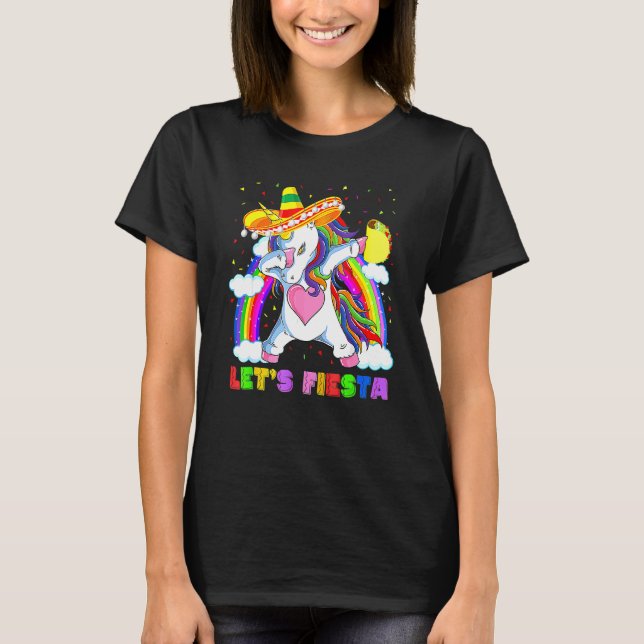 Camiseta Dabbing Unicorn deja Fiesta Cinco De Mayo Taco Pon (Anverso)