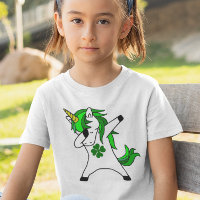 Dabbing Unicorn Día de San Patricio Verde Trébol