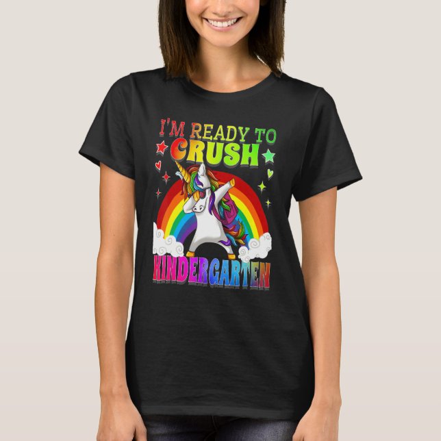 Camiseta Dabbing Unicorn Estoy listo para aplastar Kinderga (Anverso)