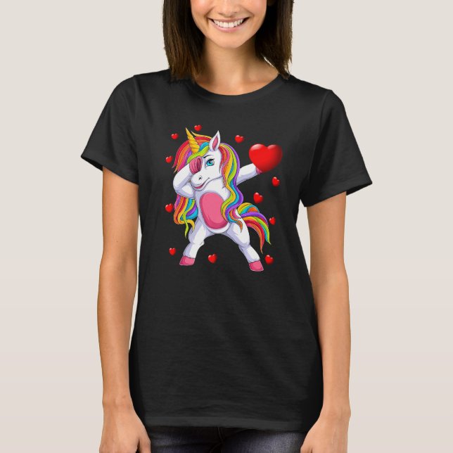 Camiseta Dabbing Unicorn Famosas mujeres Chicas Corazón de  (Anverso)