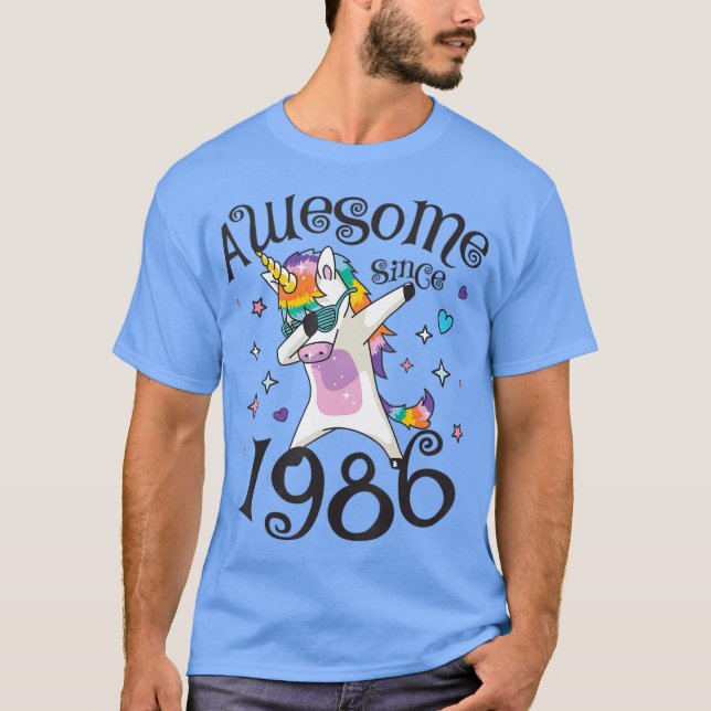 Camiseta Dabbing Unicorn Fantástico desde 1986 (Anverso)