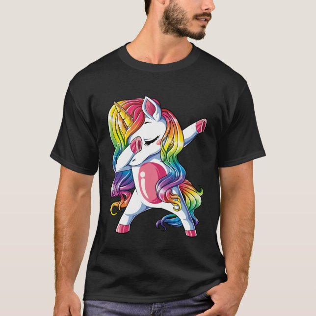 Camiseta Dabbing Unicorn Girls Kids Rainbow Dab Dance Squad (Anverso)