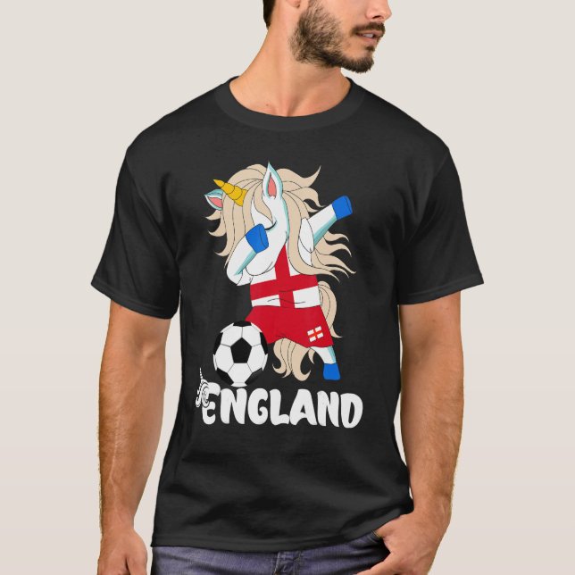Camiseta Dabbing Unicorn Inglaterra Fútbol Bandera Inglesa (Anverso)