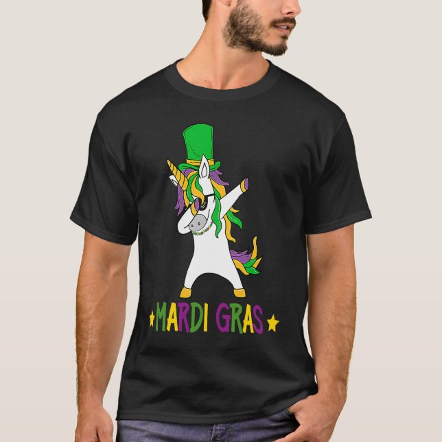 Camiseta Dabbing Unicorn Jester Mardi Gras New Orleans Carn (Anverso)