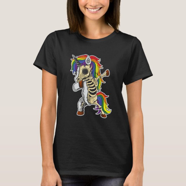 Camiseta Dabbing Unicorn Lgbt Pride   Halloween 2022   Cute (Anverso)