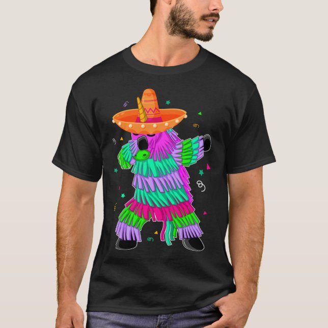 Camiseta Dabbing Unicorn Pinata Mexican Fiesta Cinco De May (Anverso)