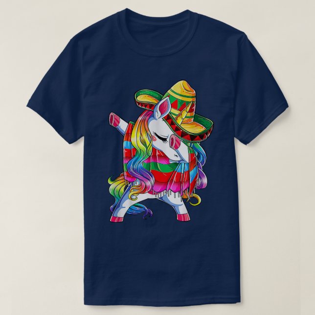 Camiseta Dabbing Unicorn Poncho Poncho Gorra Shirt Cinco De (Diseño del anverso)