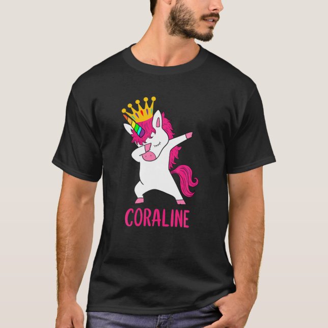 Camiseta Dabbing Unicorn Queen Personalizada CORALINE (Anverso)