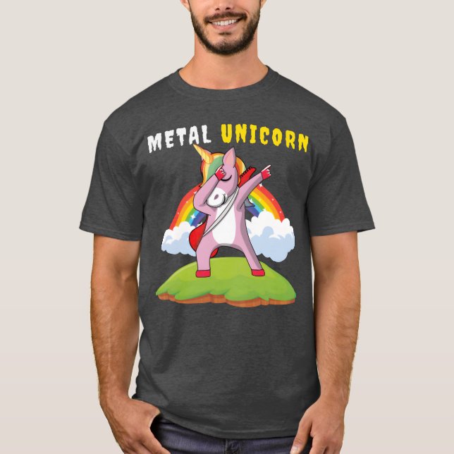Camiseta Dabbing Unicorn Rainbow Metal Music Heavy Rock fri (Anverso)