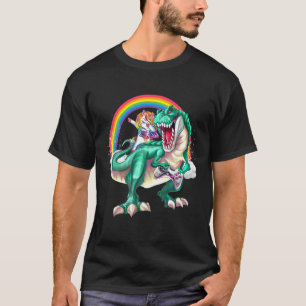 Camiseta Dabbing Unicorn Riding Dinosaur Gaming Video Game