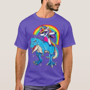 Camiseta Dabbing Unicorn Riding T rex Dinosaur Boys Chicas 
