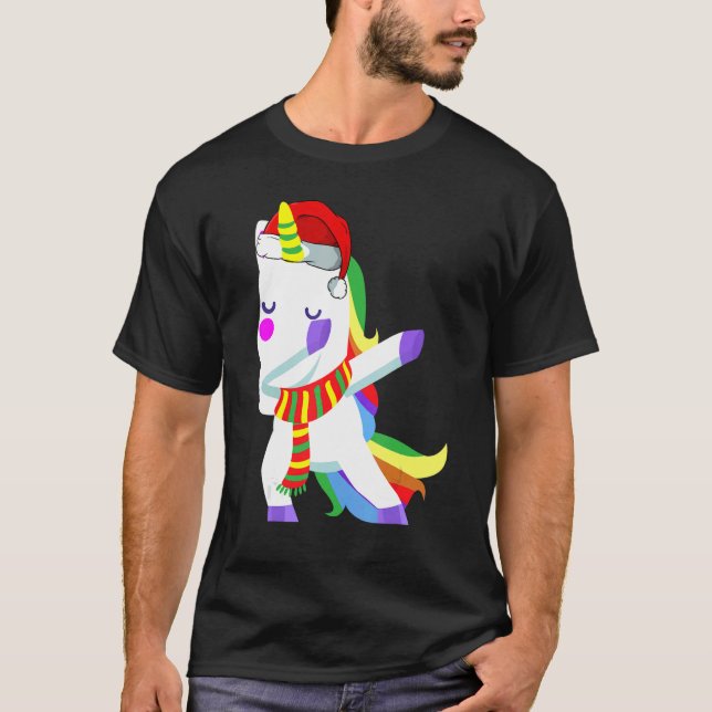 Camiseta Dabbing Unicorn Santa Hat Navidades navidad (Anverso)