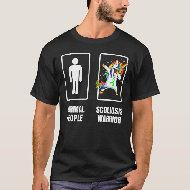 Camiseta Dabbing Unicorn Scoliosis Warrior Survivor (Anverso)