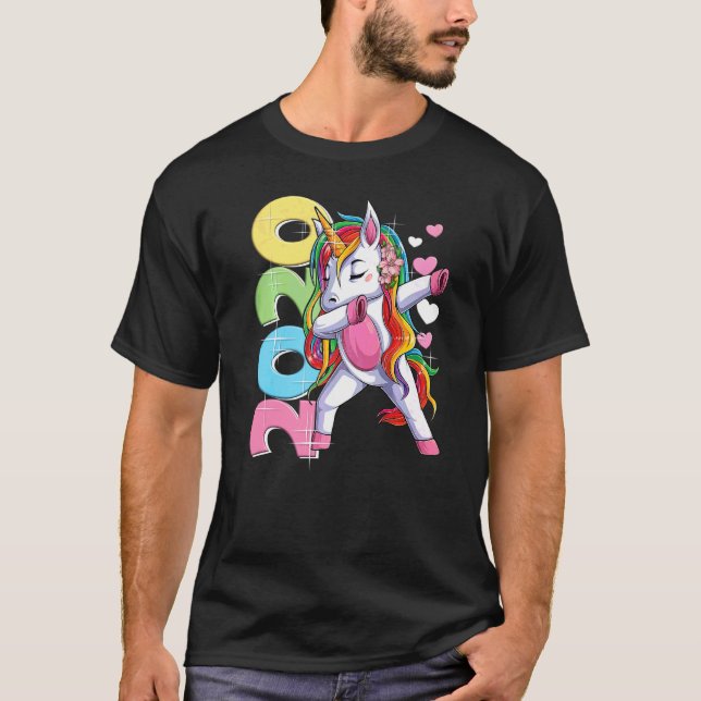 Camiseta Dabbing Unicorn Segundo Chica de cumpleaños 2 años (Anverso)
