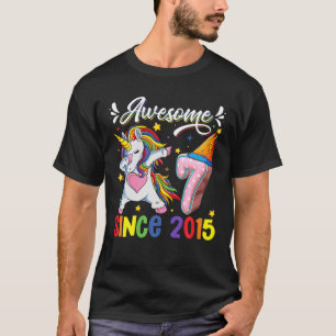 Camiseta Dabbing Unicorn Séptimo Cumpleaños Increíble 2015
