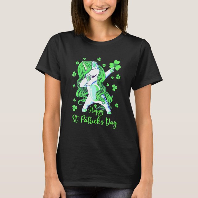 Camiseta Dabbing Unicorn Shamrocks It's St Patricks Day & M (Anverso)