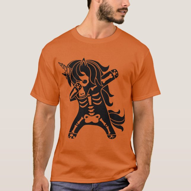 Camiseta Dabbing Unicorn Skeleton Guay Funny Halloween (Anverso)
