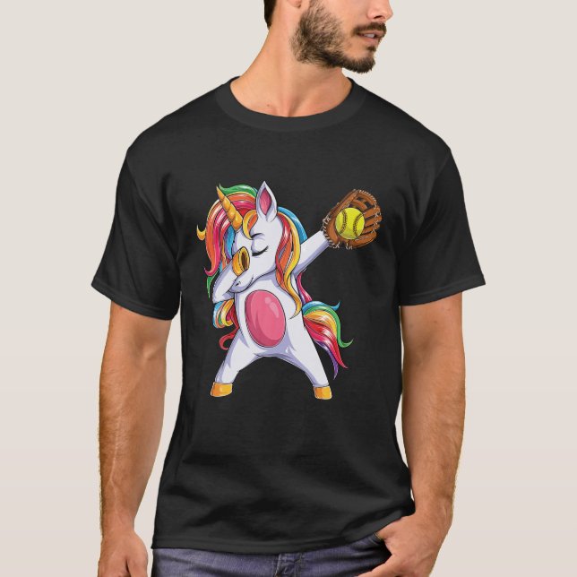 Camiseta Dabbing Unicorn Softball Sport Lover Chica (Anverso)