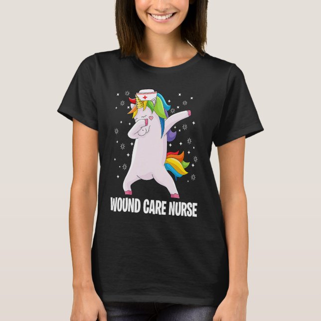 Camiseta Dabbing Unicorn  Wound Care Nurse Wound Ostomy Nur (Anverso)