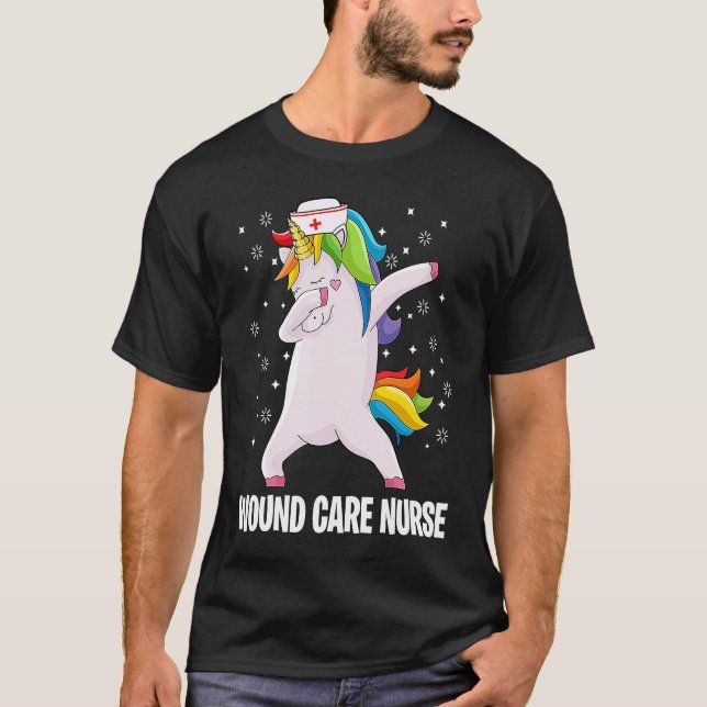 Camiseta Dabbing Unicorn  Wound Care Nurse Wound Ostomy Nur (Anverso)